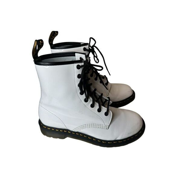 Dr. Martens 1460 Smooth Patent Leather Lace Up Boots White Sz 10 - Picture 2 of 6